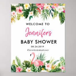 Tropical Flamingo Baby Dusche Willkommenspender Poster