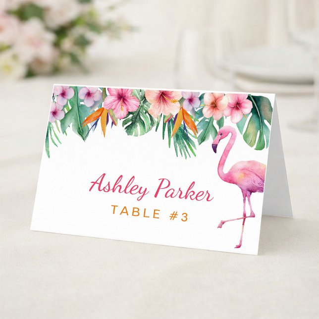 Tropical Flamingo Baby Shower Guest Table Card Tischnummer (Table Number Card)