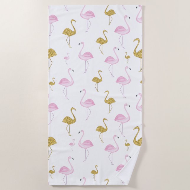 Tropical Flamingo Beach Handtuch (Vorderseite)