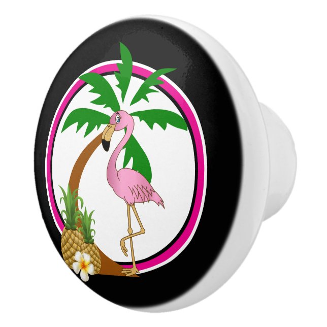 Tropical Flamingo Bird Keramikknauf (Rechts)