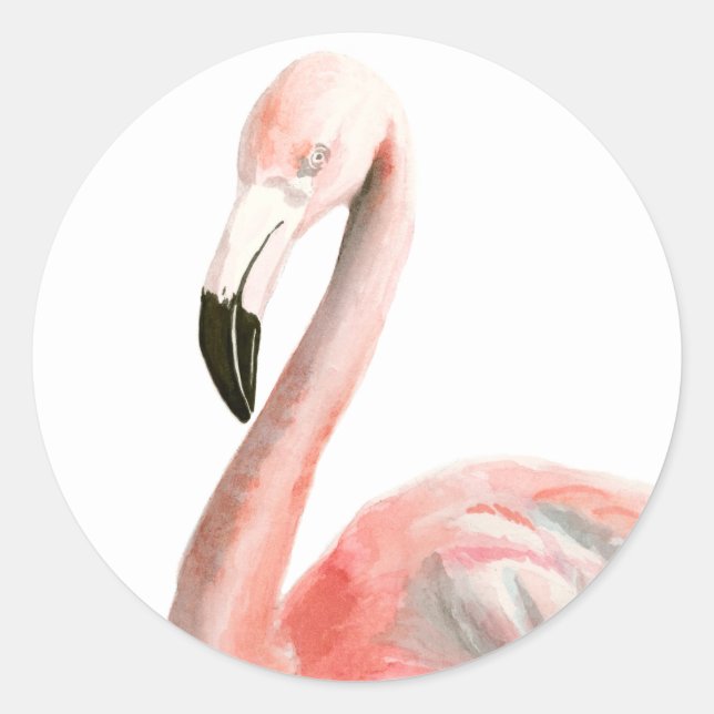Tropical Flamingo Bird Runder Aufkleber (Vorderseite)