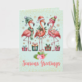 Tropical Flamingo Christmas Card Feiertagskarte