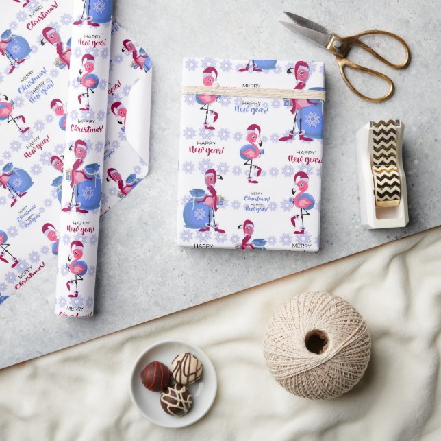 Tropical Flamingo Christmas Geschenkpapier (Kunsthandwerk)