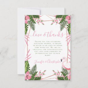 Tropical Flamingo Couple's Baby Shower Dankeskarte