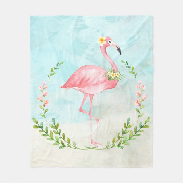 Tropical Flamingo Fleece Blanket (Vorderseite)