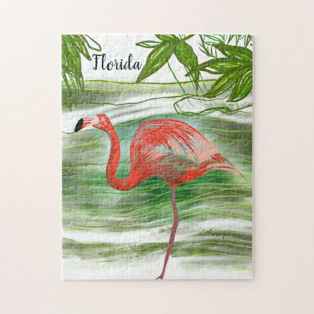 Tropical Flamingo Florida Art Jigsaw Puzzle (Vertikal)