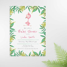Tropical Flamingo Girl Babydusche Einladung