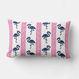 Tropical Flamingo - Greek Key Hot Pink & Pink Lendenkissen