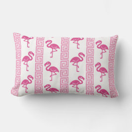 Tropical Flamingo - Greek Key Hot Pink & Pink Lendenkissen