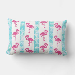 Tropical Flamingo - Greek Key Hot Pink & Turquoise Lendenkissen