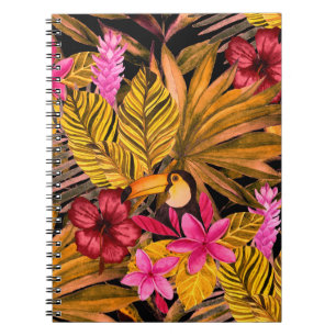 Tropical Flamingo: Hibiskus Summer Pattern Notizblock