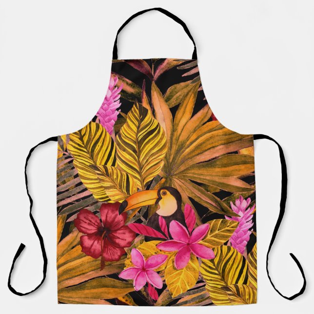 Tropical Flamingo: Hibiskus Summer Pattern Schürze (Vorderseite)