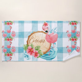 Tropical Flamingo Individuelle Name Summer Beach H Strandtuch