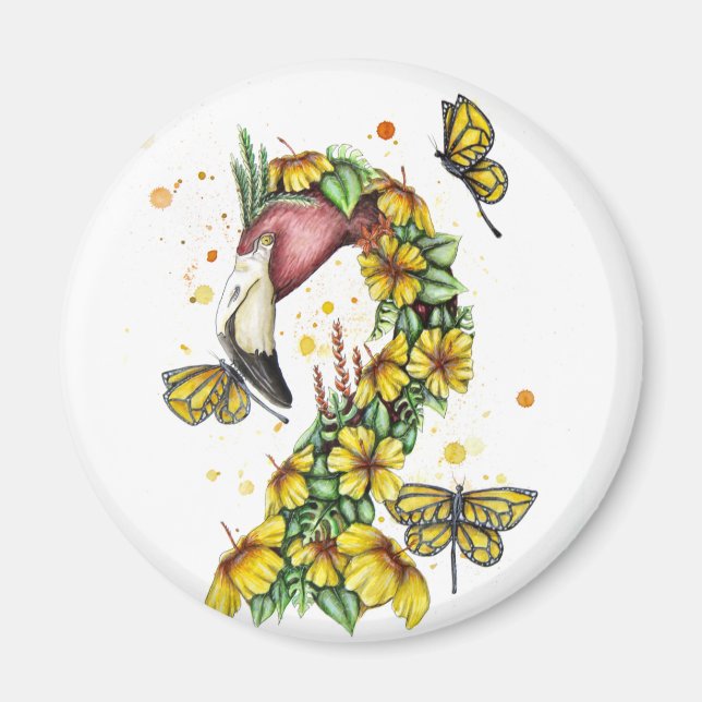 Tropical Flamingo Magnet Yellow (Vorne)
