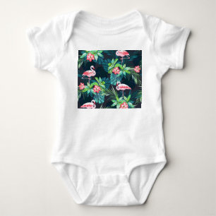 Tropical Flamingo: Muster der Blume im Sommer Baby Strampler