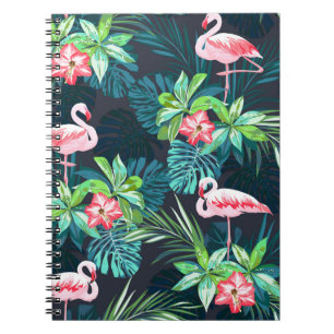Tropical Flamingo: Muster der Blume im Sommer Notizblock