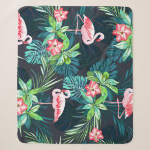 Tropical Flamingo: Muster der Blume im Sommer Sherpadecke