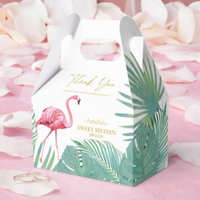 Tropical Flamingo Palms Sweet 16 ID922 Geschenkschachtel (Hochzeit)
