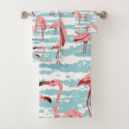 Tropical Flamingo Paradise Badhandtuch Set
