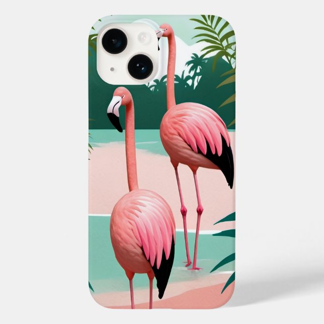 Tropical Flamingo Paradise Case-Mate iPhone 14 Hülle (Rückseite)