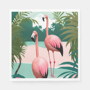 Tropical Flamingo Paradise Serviette