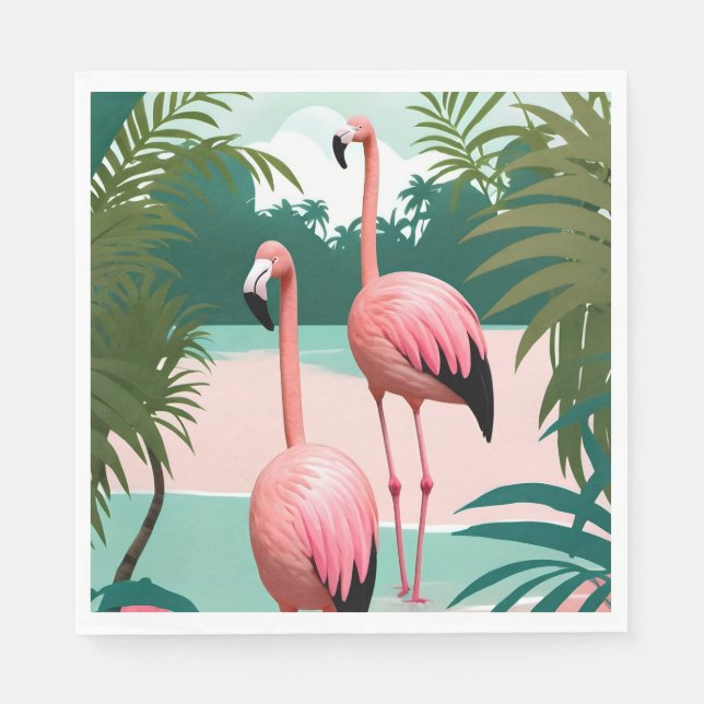Tropical Flamingo Paradise Serviette (Vorderseite)