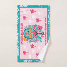Tropical Flamingo Pickleball Brautparty Handtuch