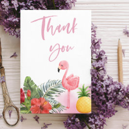 Tropical Flamingo Pink Girl Baby Dusche Dankeskarte