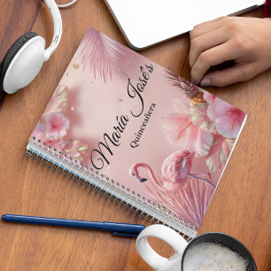 Tropical Flamingo Quinceañera, individuell Notizblock