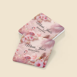 Tropical Flamingo Quinceañera, individuell Rechteckiger Pappuntersetzer