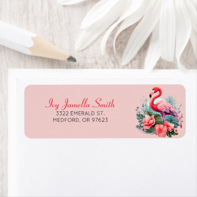 Tropical Flamingo Return Address Label (Insitu)