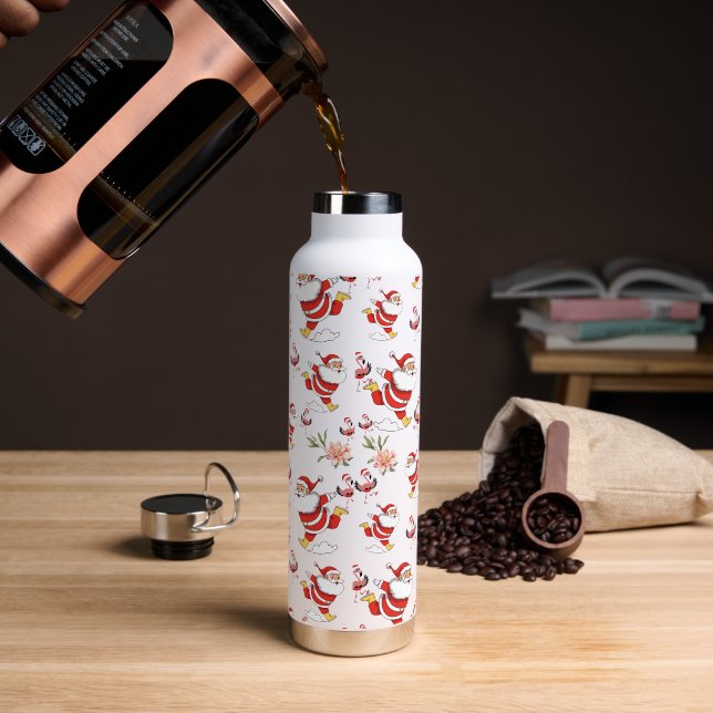 Tropical Flamingo Santa Christmas Pattern Trinkflasche (Kaffee)