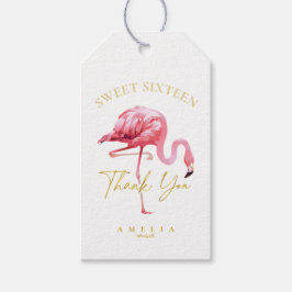 Tropical Flamingo Sweet 16 Danke, ID922 Geschenkanhänger