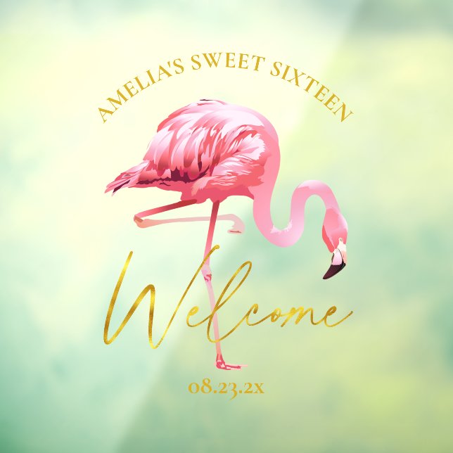 Tropical Flamingo Sweet 16 Welcome ID922 Fensteraufkleber (Blatt 3)