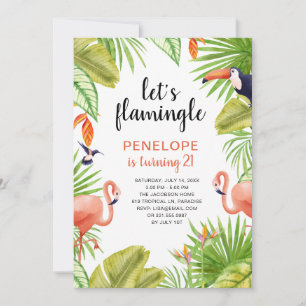 Tropical Flamingo Watercolor 21. Geburtstag Einladung