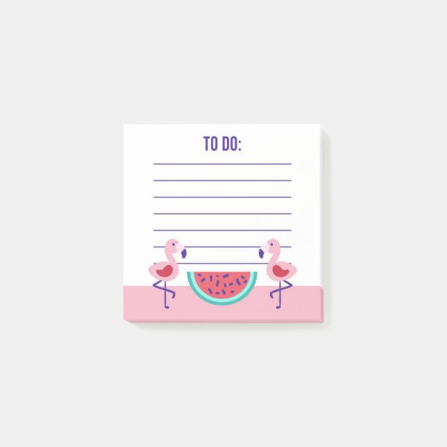Tropical Flamingo Watermelon Post-It Notes Klebezettel (Vorderseite)