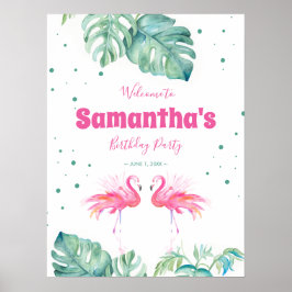 Tropical Flamingo Welcome Party Sign Poster