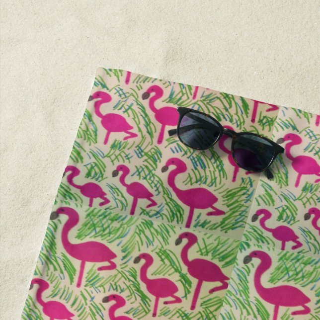 Tropical Flamingos Beach Handtuch (Beispiel)