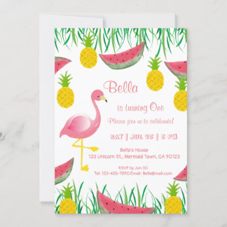 Tropical Flamingos Einladungen zum Geburtstag