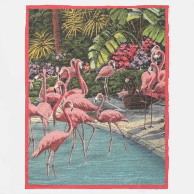 Tropical Flamingos Fleecedecke (Vorderseite)
