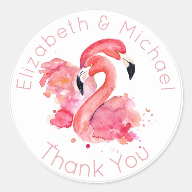 Tropical Flamingos Pink Vielen Dank für Ihr Intere Runder Aufkleber (Vorderseite)