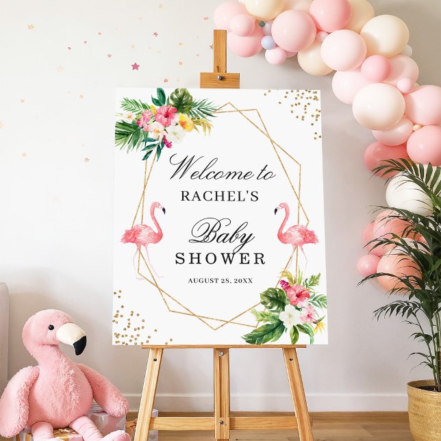 Tropical Flamingos Twin Girls Babydusche Zeichen Poster (Von Creator hochgeladen)