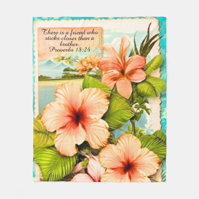Tropical Fleece Blanket Proverbs 18:24 (Vorderseite)