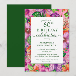 Tropical Floral 60th Birthday Party Invitation