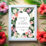 Tropical Floral Advisor und Wünsche Unterschrift Poster<br><div class="desc">Tropischer Blumenberater und Wünsche Unterschreiben. Vollständige Sammlung: https://www.zazzle.com/collections/watercolor_tropical_flowers_and_leaves-119671500108864210</div>