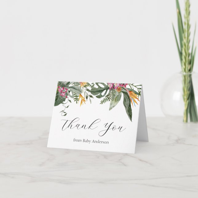 Tropical Floral Aloha Baby Dusche Vielen Dank Dankeskarte (Vorderseite)