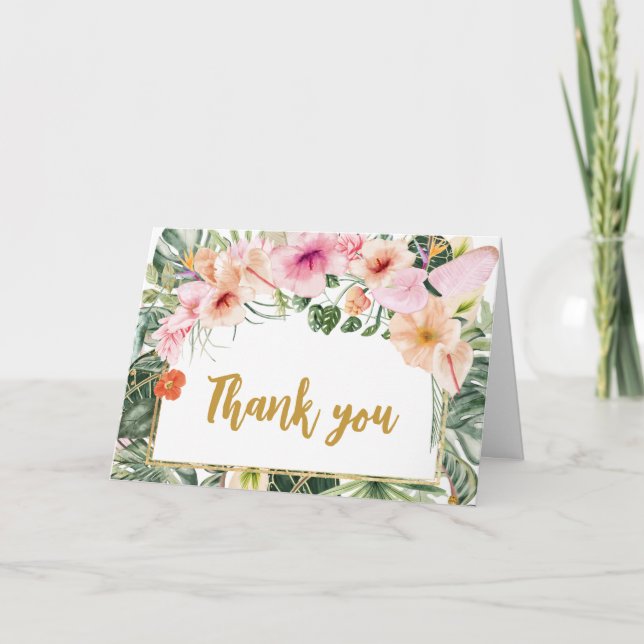 Tropical Floral Aloha Babydusche Dankeskarte (Vorderseite)