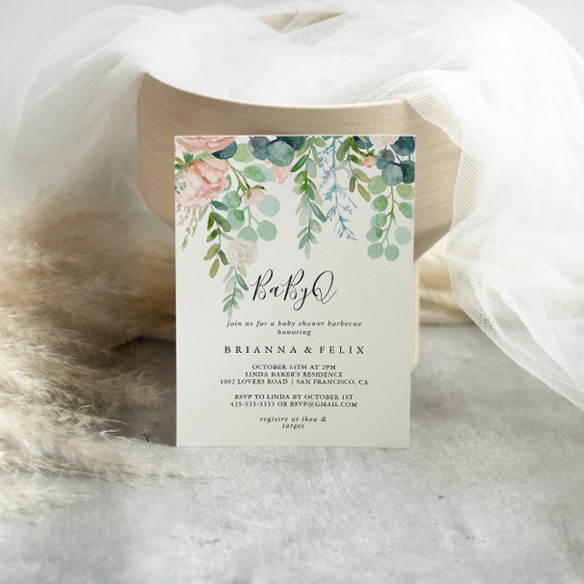 Tropical Floral BabyQ Baby Shower Barbecue Einladung (Von Creator hochgeladen)