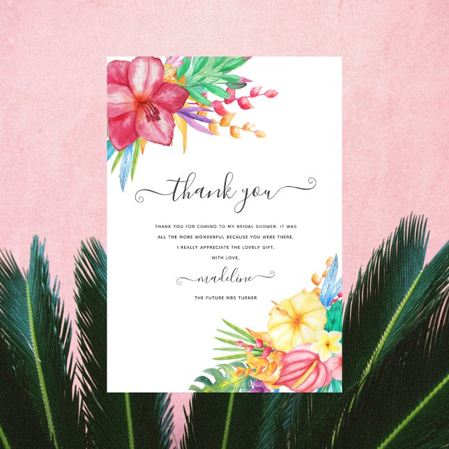 Tropical Floral Beach Brautparty Danke Karte (Von Creator hochgeladen)