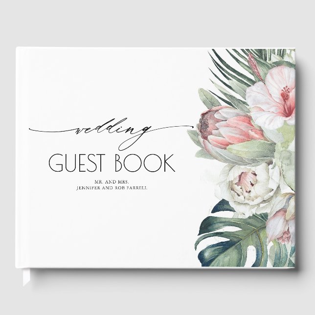 Tropical Floral Beach Hochzeit Gästebuch (Vorderseite)